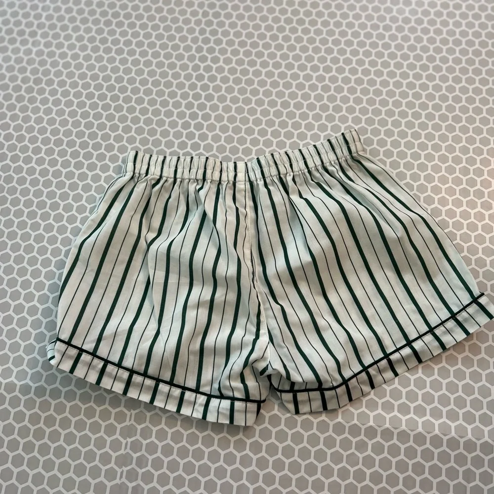 NWT J. Crew Kids Green and White Striped Pajama Set Size M (8-9) - Picture 5 of 8